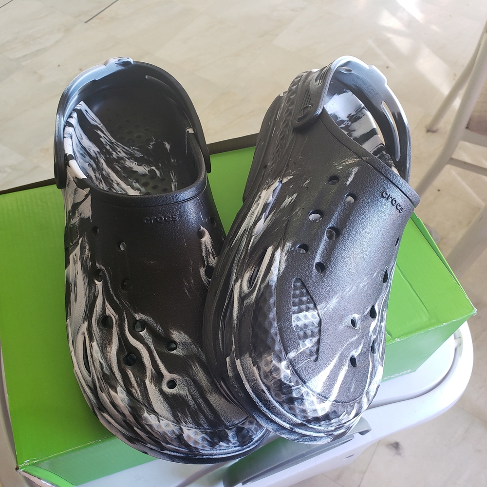 CROCS Black and White Men's Shoes - Picture 2 of 7